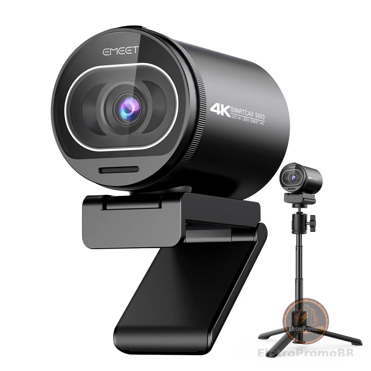EMEET Webcam 4K, webcam S600 com tripé, 2 microfones de redução de ruído, FOV ajustável de 40° a 73°, foco automático PDAF, capa de privacidade integrada, câmera de streaming para jogos, chamadas de