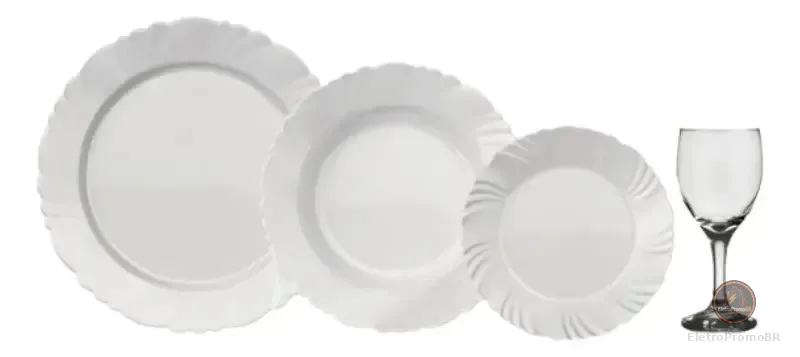 Conjunto Jantar Nadir Opaline Branco 16 Peças Vidro Temperado