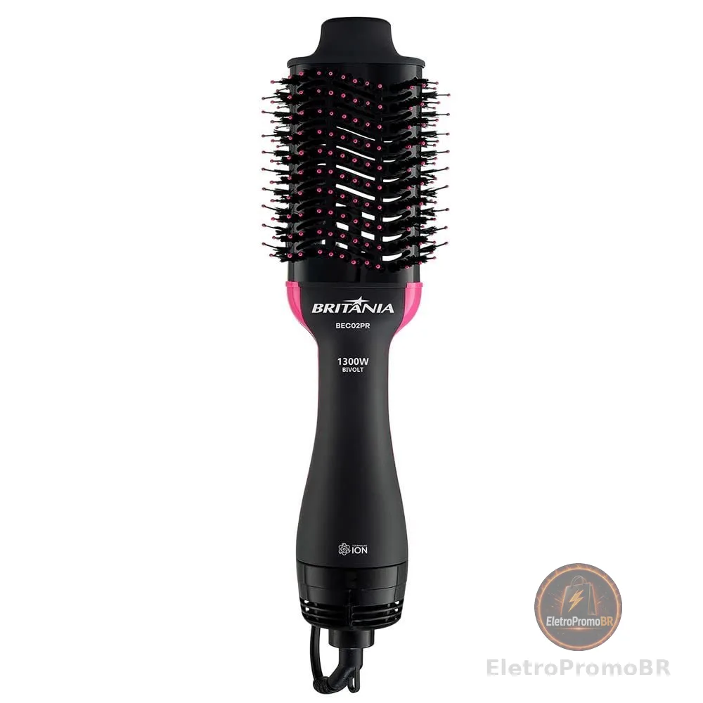 Britânia Escova Secadora BEC02PR Bivolt 4 em 1 1300W Plástico Rosa/Preto