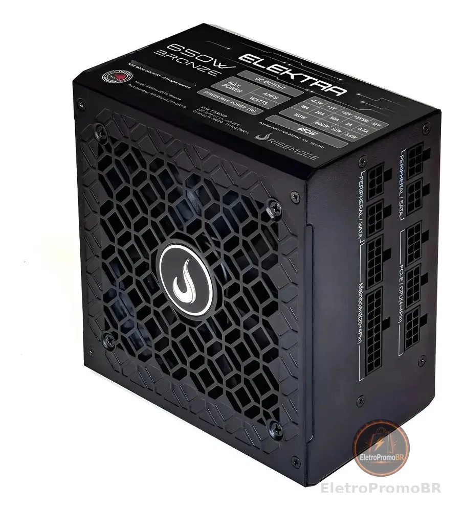 Fonte Gamer Rise Mode Elektra 650w Bronze Full Modular Pfc