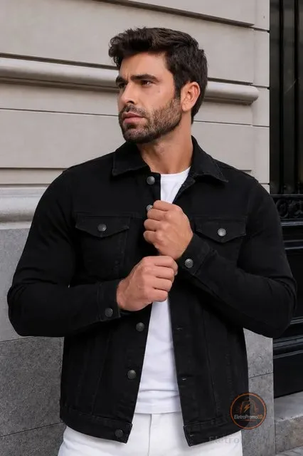 Jaqueta Masculina Jeans Sarja Slim Fit Coloridas Versátil