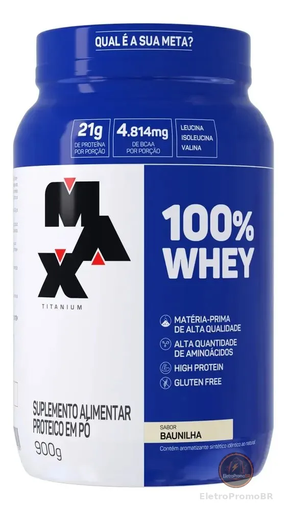 Whey 100% Concentrado - 900g - Max Titanium Sabor Baunilha