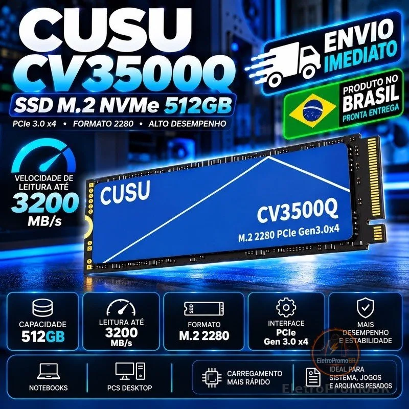 SSD M.2 NVMe CUSU 512GB 3200MB/s 2280 PCIE 3.0.