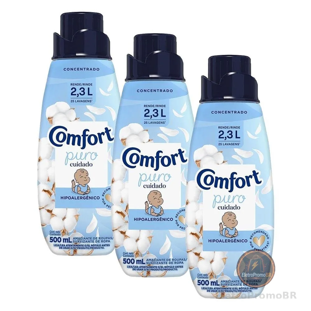 Kit 3 Amaciantes Concentrado Comfort Puro Cuidado 500ml