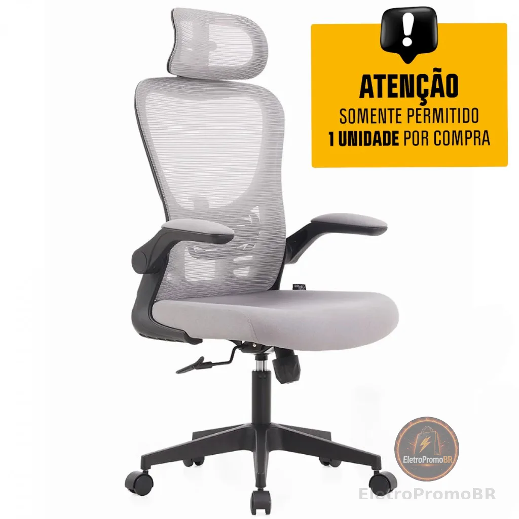 Cadeira De Escritório Dr. Office Handy V2, Mesh, Cinza e Preta, DR-CH-HV2R1DGF