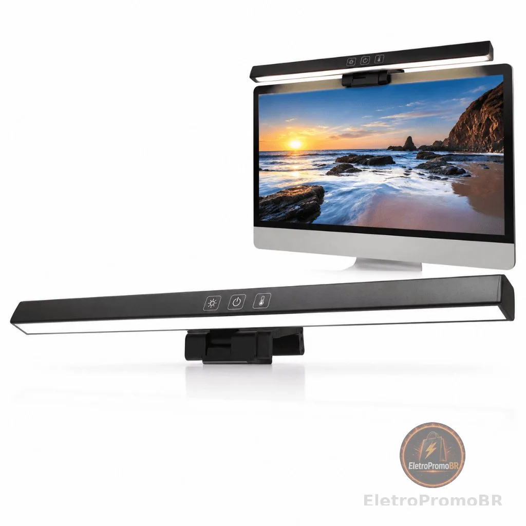 Luminária Led Monitor Barra Ajustável Intensidade Iluminação CHEF D