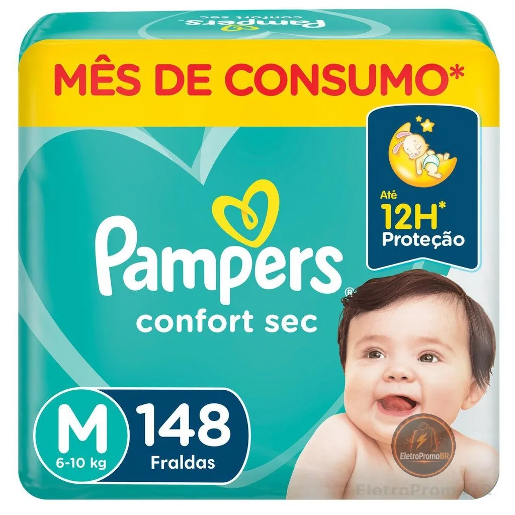 Fralda Pampers Confort Sec Jumbo Plus M com 148un