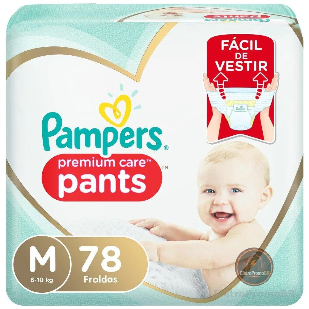 Fralda Pampers Pants Premium Care Jumbo M 78 Unidades