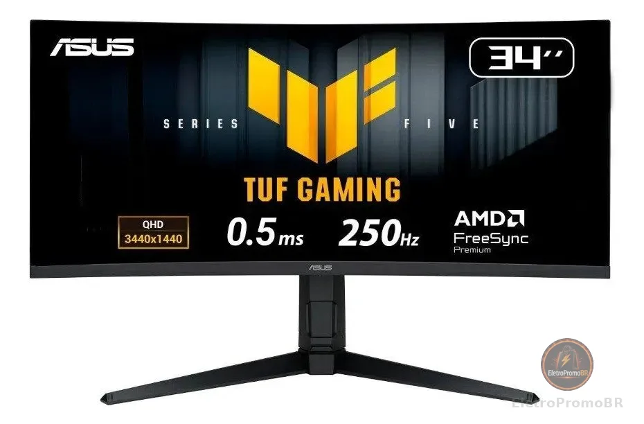 Monitor Gamer Curvo Asus Tuf Vg34wqml5a Wqhd 250hz 0.5ms Preto
