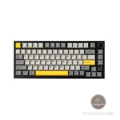 Teclado Sem Fio Mecânico Gamer AJAZZ AK820 Pro, Gasket Mount, Tela TFT, RGB, Tri-Mode, Switch Gift, Amarelo - Ajazz-AK820-Pro-GY-gift