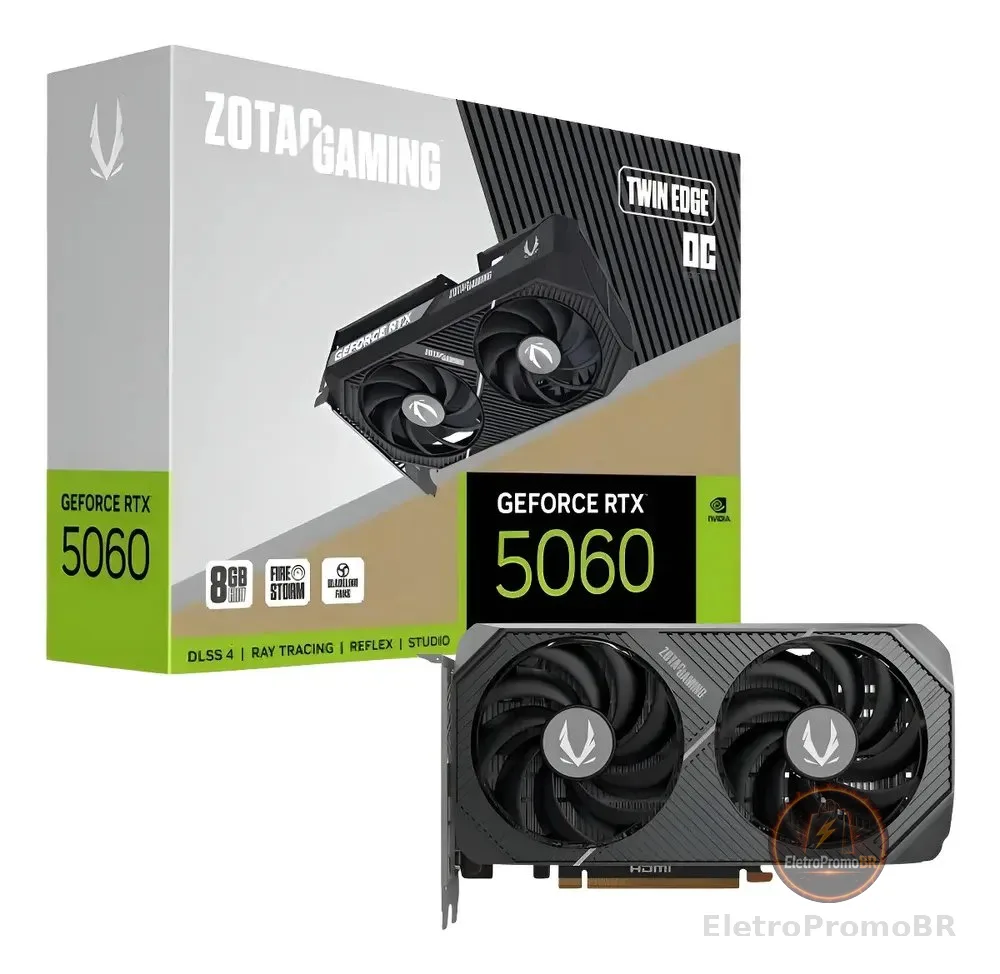 Placa De Vídeo Zotac Rtx 5060 Twin Edge Oc 8gb Gddr7