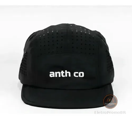Boné Five Panel Esportivo Corrida Aba Curta Anth Co Uv 50+ Preto Un Anth Co