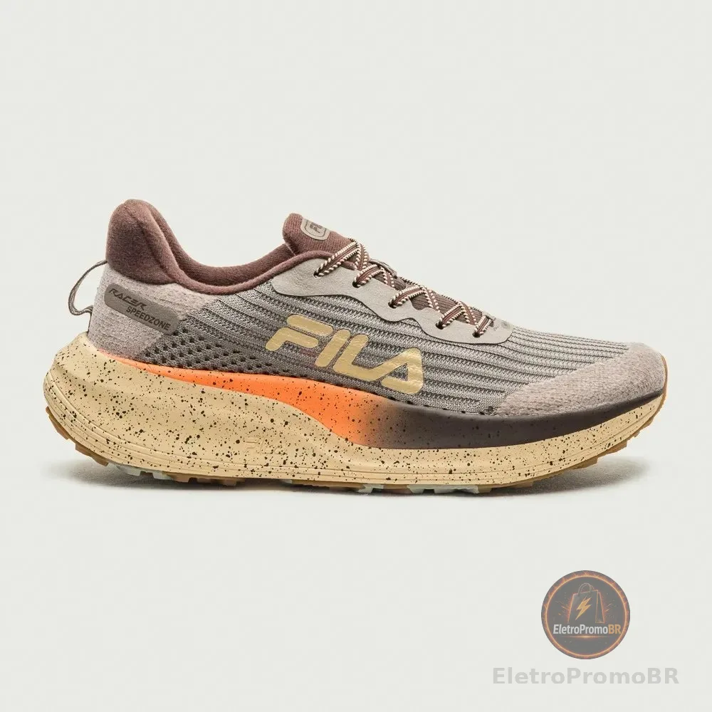 Tênis Feminino Racer Speedzone Tr Fila Oliva/marrom /creme Liso 36 Br