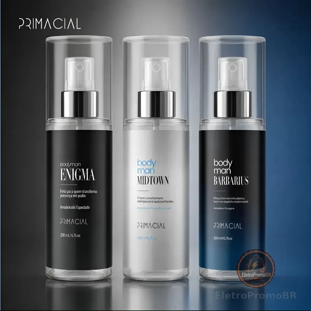Kit Body Splash Masculino Barbarius + Enigma + Midtown 200ml