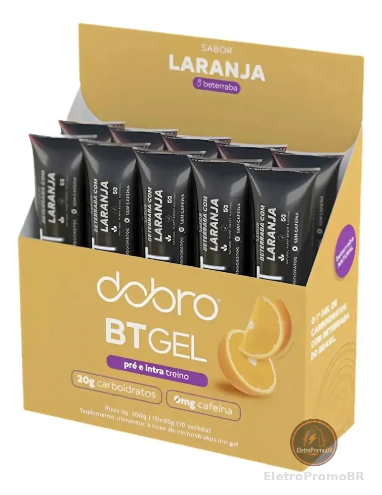 Suplemento em gel Dobro Energético Carboidratos Bt sabor Beterraba com Laranja x 30g 10 un