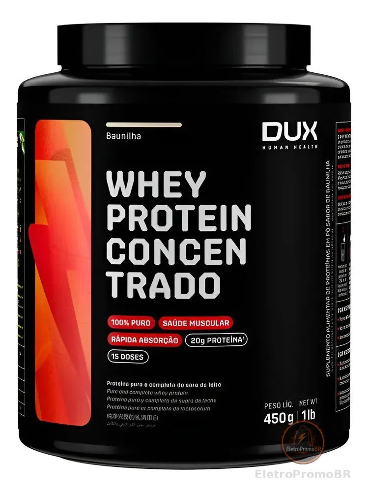 Whey Protein Concentrado - Pote 450g Sabor Morango