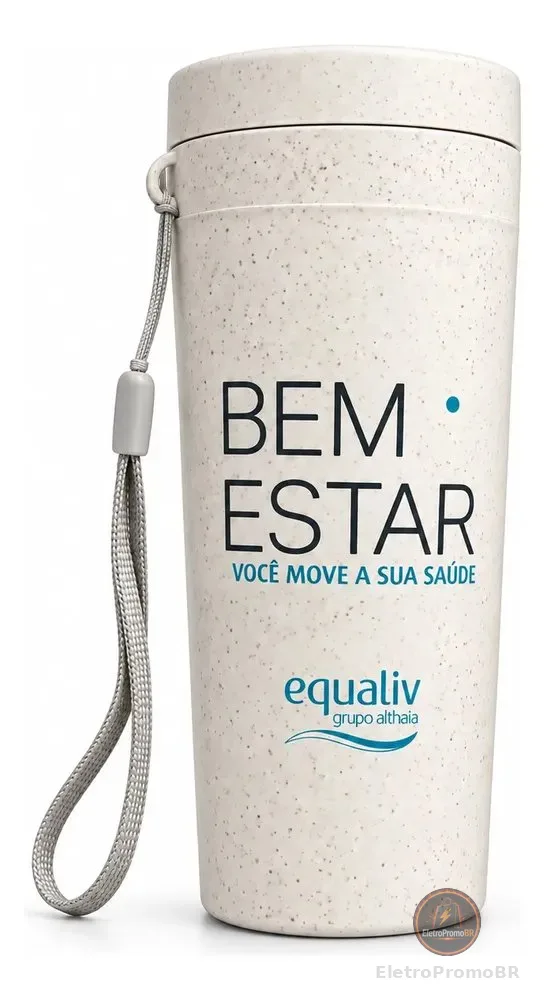 Copo Fibra De Bambu Equaliv 350ml Bege