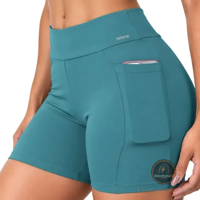 Short Com Bolso Selene Suplex Fitness Zero Transparência