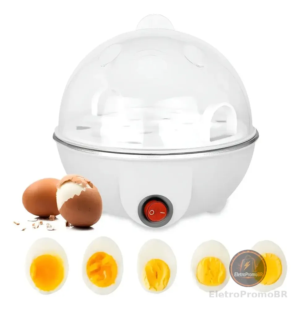 Cozedor Elétrico De Ovos A Vapor Portátil 110v Tem Tudo Branco 50hz/60hz