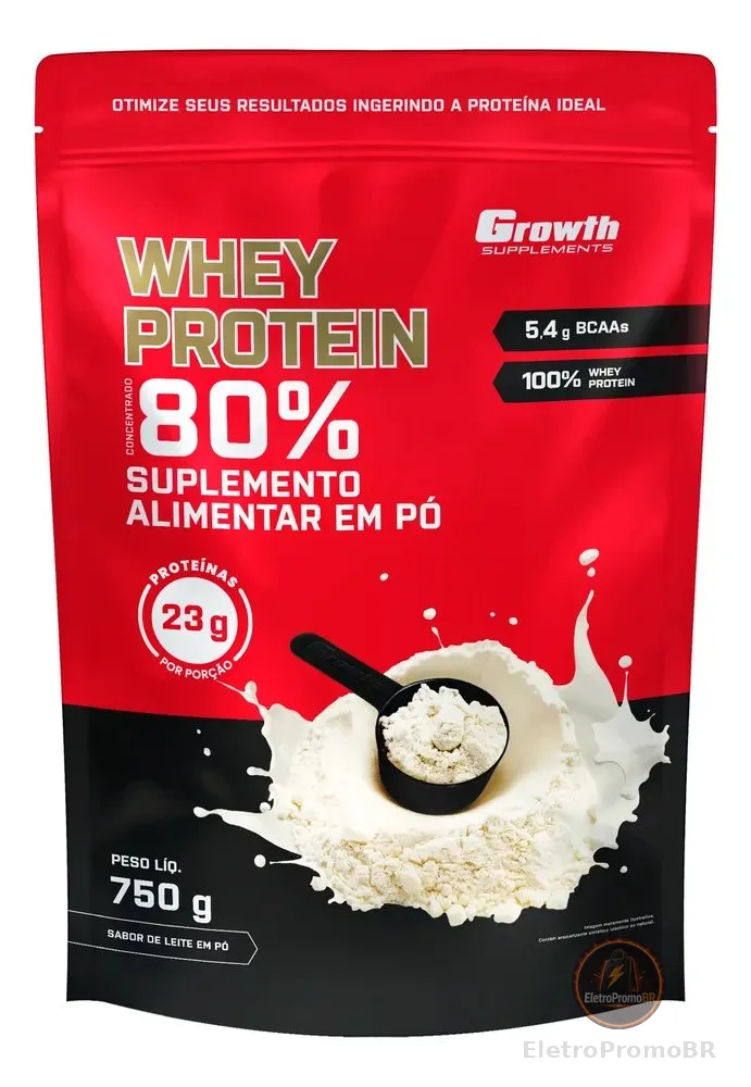 Whey Concentrado 750g Growth Supplements - Variados Sabores Leite Em Pó