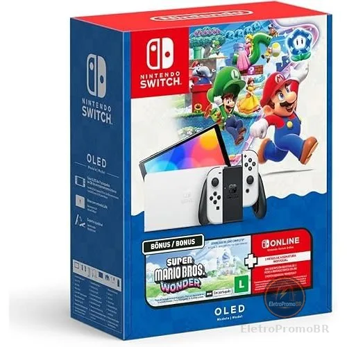 Console Nintendo Switch Oled Nintendo Bundle Super Mario Bros Wonder -  3 Meses Nintendo Switch Online 64gb Branco