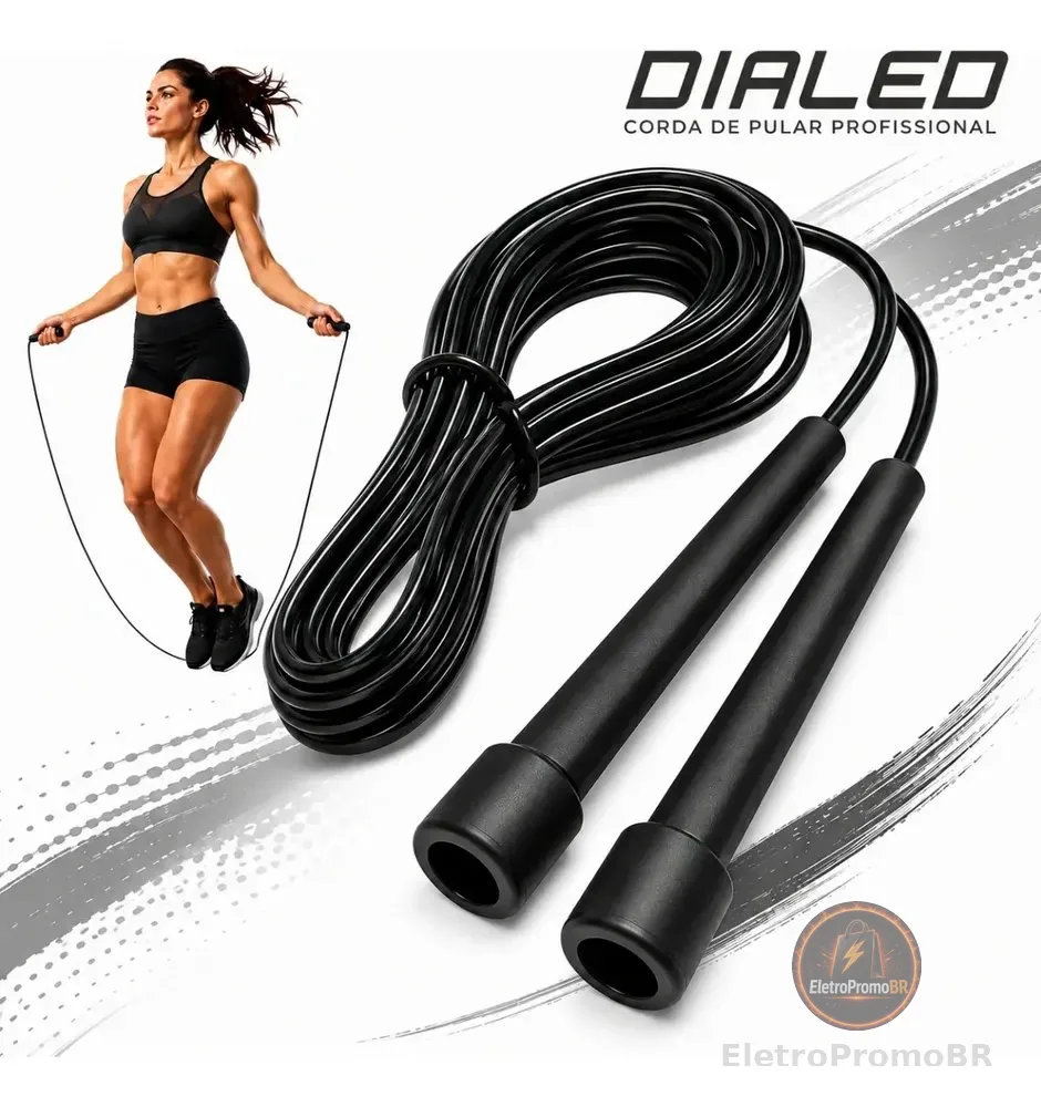 Corda De Pular Ajustável 3m Academia Profissional Speed Rope Preto