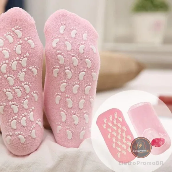 Meias gel Spa Dos Pes Par Meia Gel Esfoliante Tratamento Ressecamento