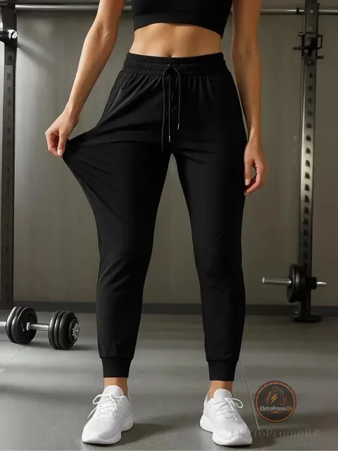 Calça Feminina Com Elastano Esportiva Fitness Slim Fit