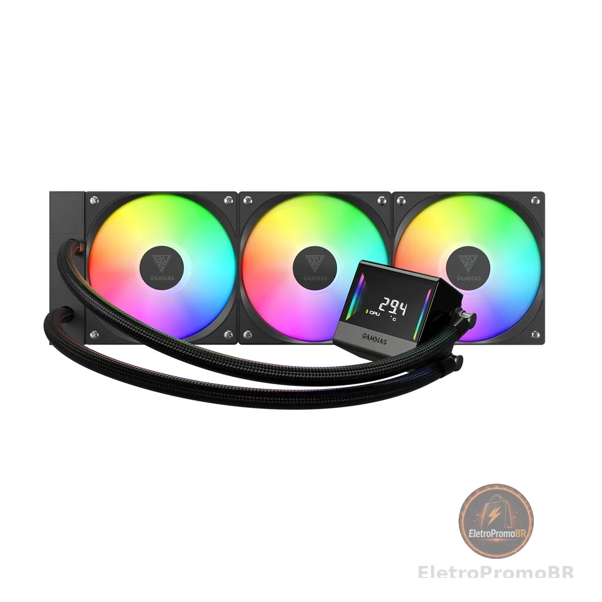 Water Cooler 360mm Gamdias Chione E4-360 Preto ARGB V2 Intel LGA2066 AMD AM5