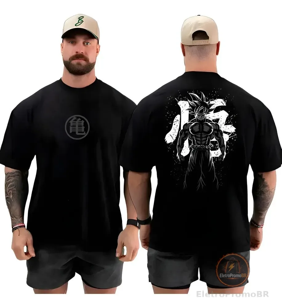 Camiseta Oversized Academia Treino Musculação Gok Streetwear Preto G2