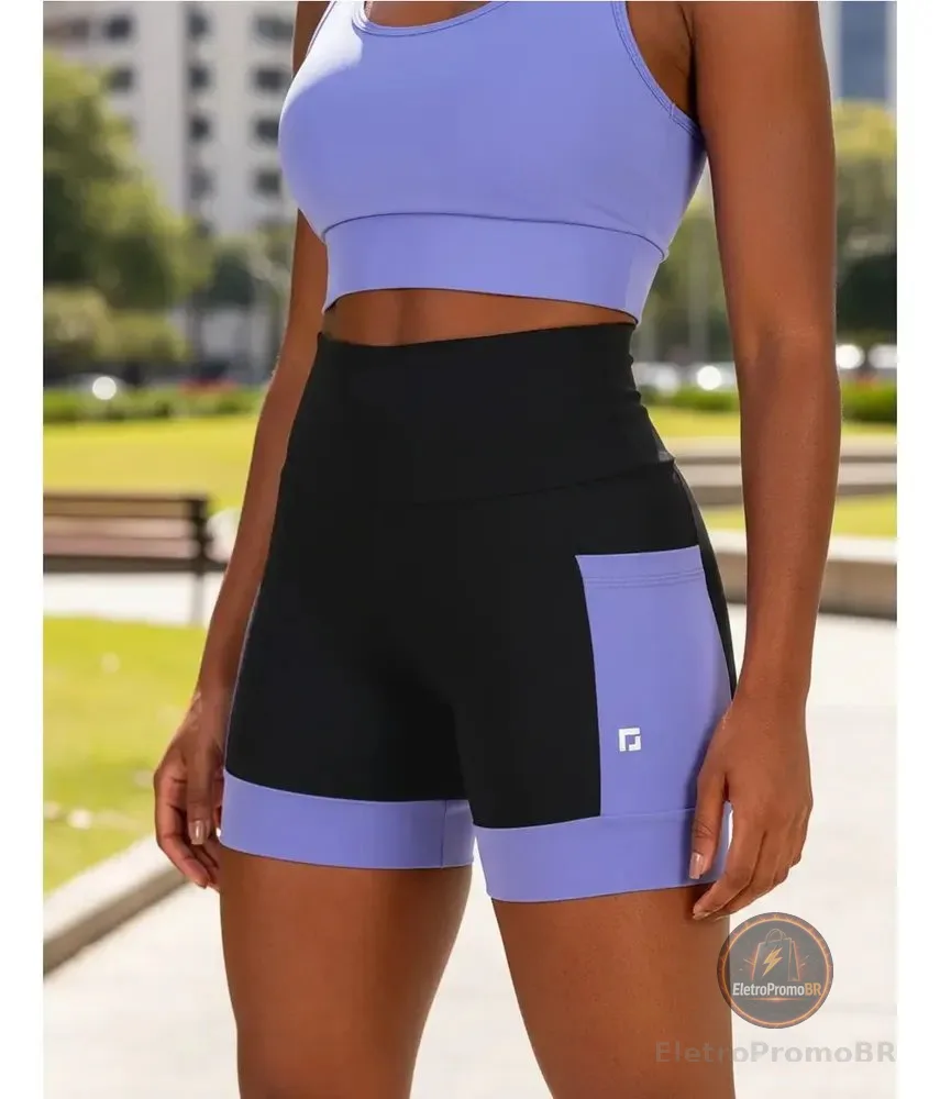 Shorts Para Corrida De Compressão Feminino Lilás P