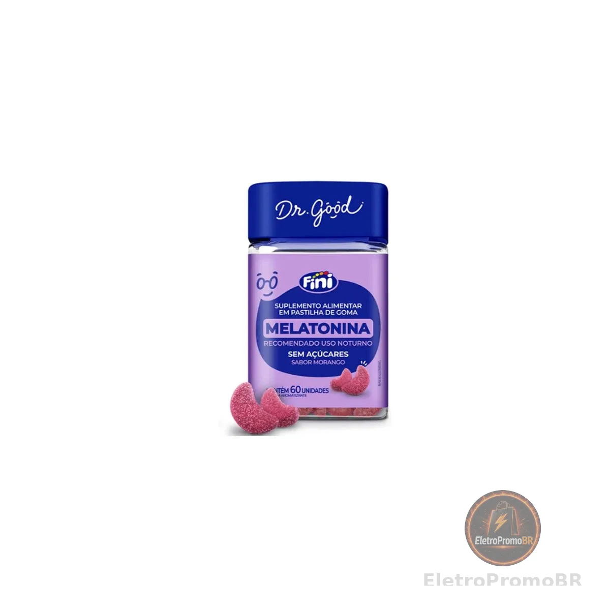 Melatonina Sabor Morango 60 Gomas Mastigável Fini Dr Good