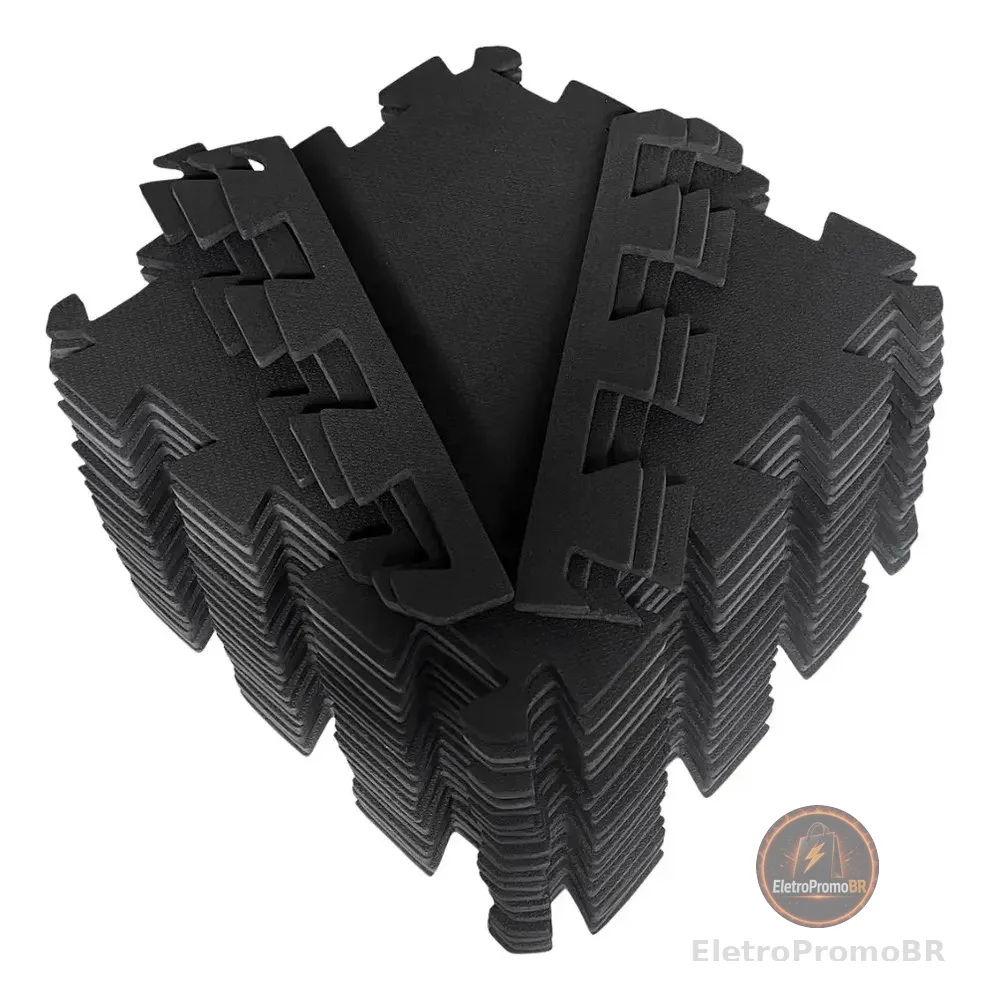 Kit 30 Tatames 50x50 10mm Preto Economico Preto Não Informado