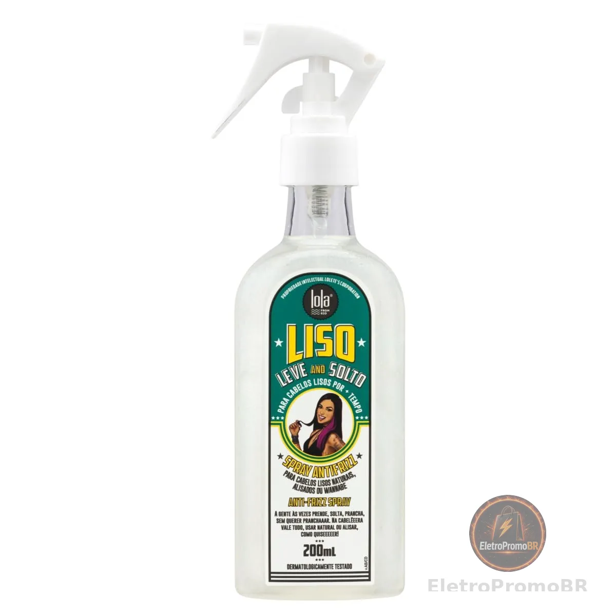 Liso Leve e Solto Spray Antifrizz 200ml , Lola Cosmetics