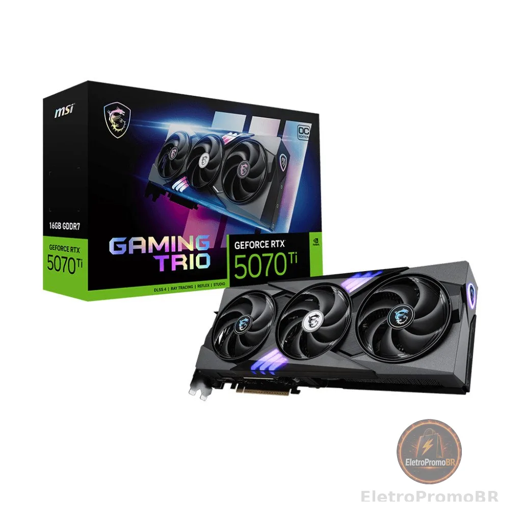 Placa de Vídeo MSI NVIDIA GeForce RTX 5070 Ti Gaming trio OC,16GB GDDR7 912-V531-272