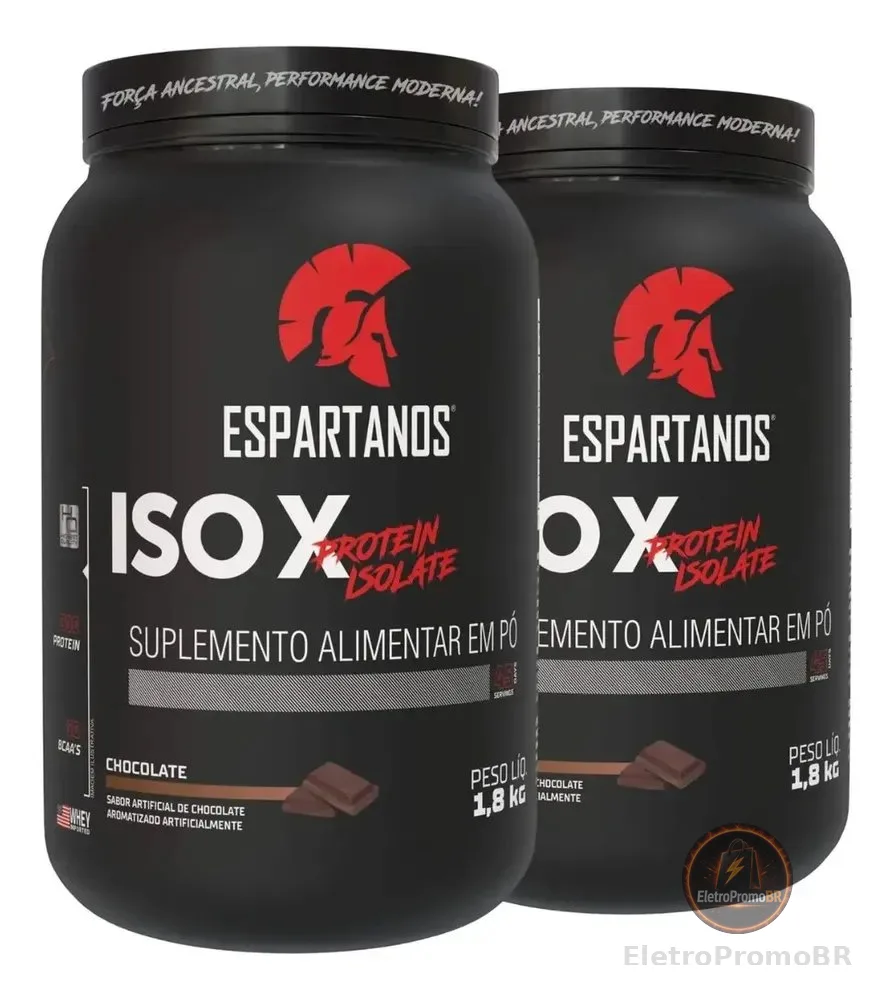 Kit 2x Suplemento Em Pó Whey Protein Isolado Iso X 1800g Sabor Chocolate