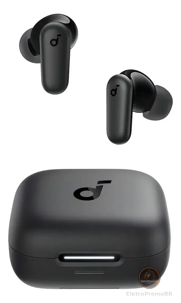 Fone de Ouvido Bluetooth 5.4 soundcore P30i da Anker, Cancelamento de Ruído Adaptativo, Graves Poderosos, 45H de Reprodução, Estojo 2-em-1 com Suporte para Celular, IP54, Fone sem fio TWS, Preto