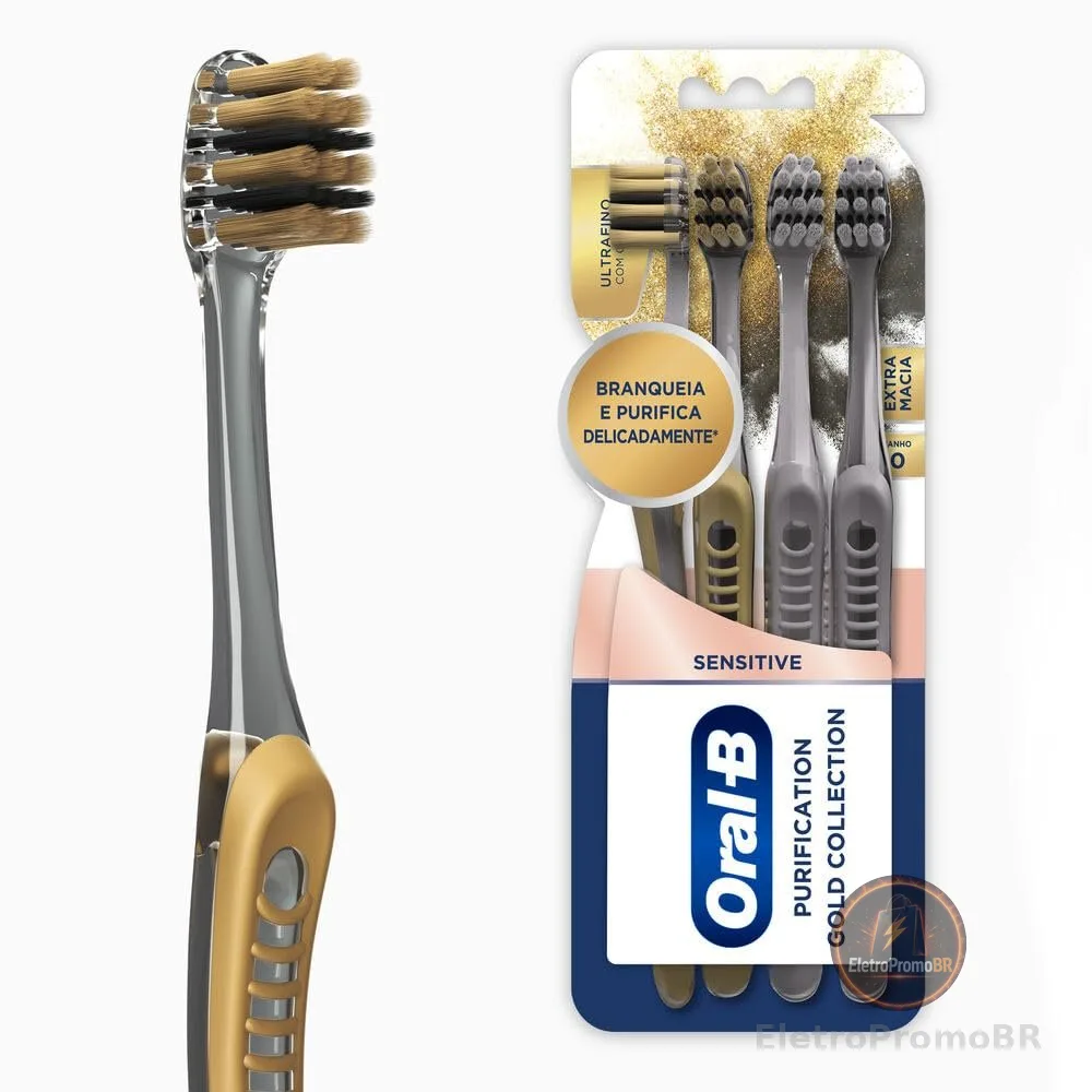 Oral-B Escova de Dente Sensitive Purification Gold Extra Macia 4 Unidades