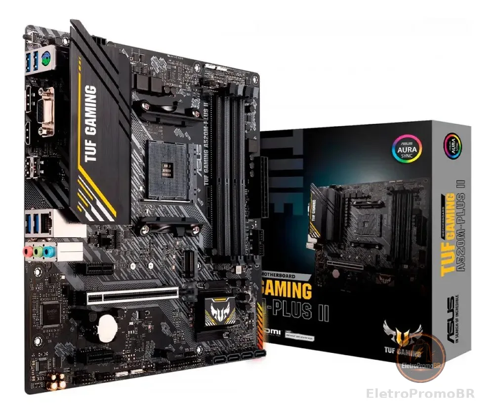 Placa-Mãe ASUS TUF GAMING A520M-PLUS II, AM4, mATX, DDR4