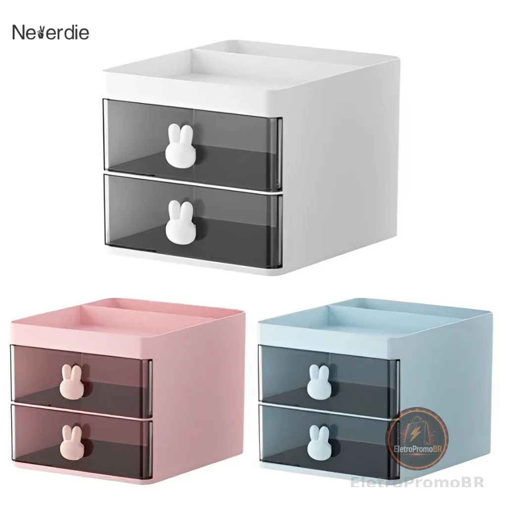 Organizador Mesa Coelho Porta Treco Caneta Gaveta/Maquiagem Escritório Multiuso