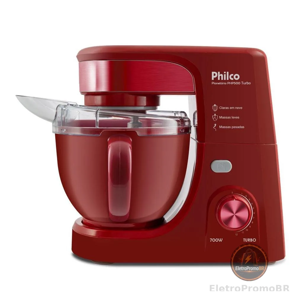 Batedeira Planetária Philco 4,5L Turbo Red 700W PHP500V