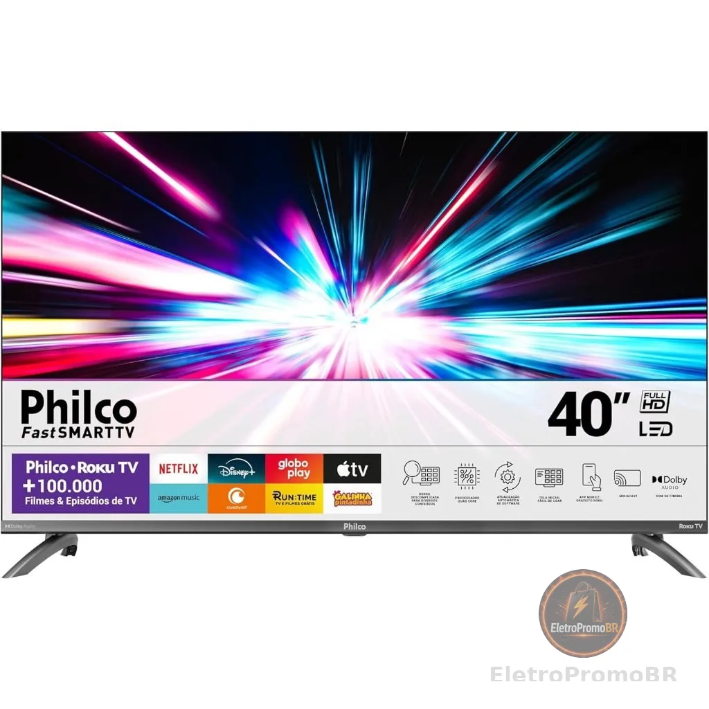 Smart TV 40” Philco Roku TV LED Dolby Audio PTV40M9GR2CGB