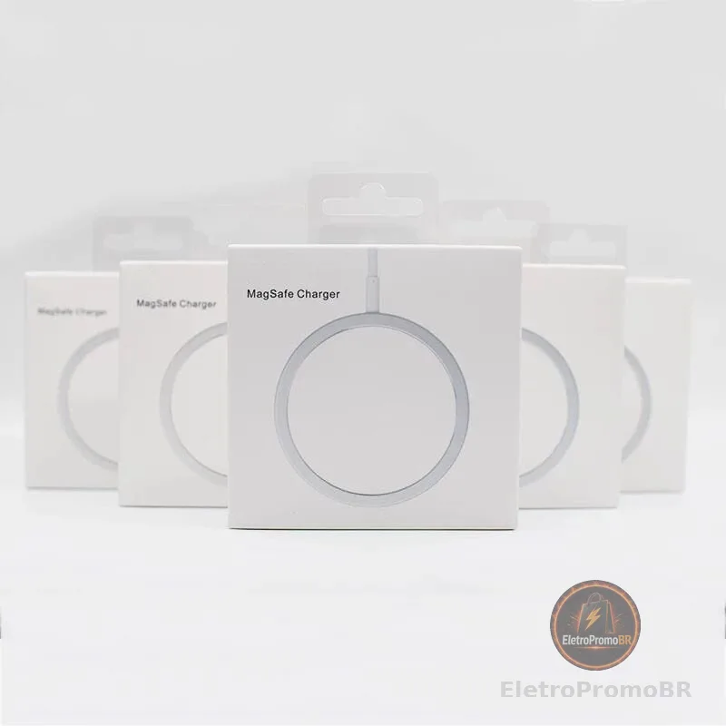 Carregador Sem Fio 15w Para iPhone Magnético Magsafe Tipo C De Carregamento Rápido Redondo