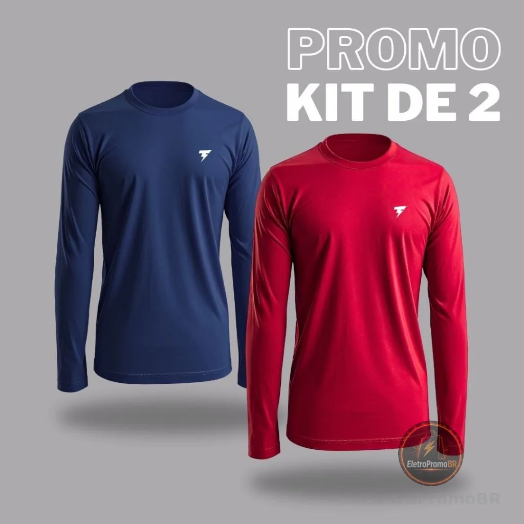 Kit com 2 Camisetas Manga Longa Uv50 Proteção Moda Praia Unissex