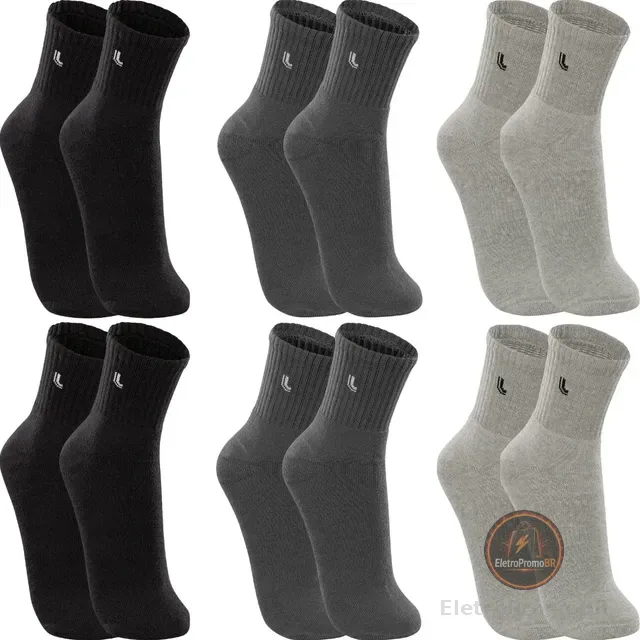 Kit 6 Pares Meias Lupo Cano Médio Esportivas Academia