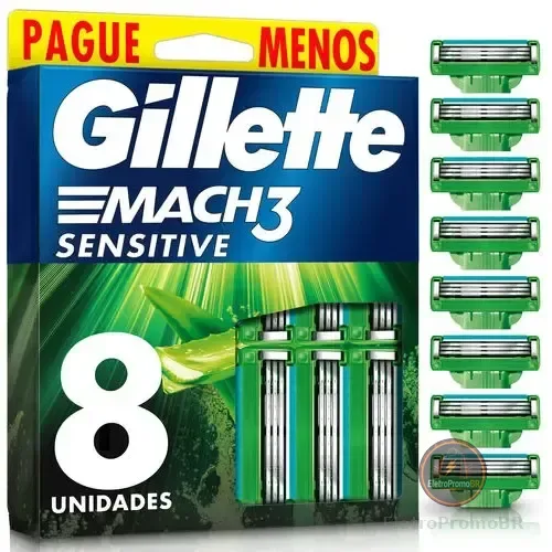 Gillette Mach3 Sensitive Carga De Barbeador 8 Unidades