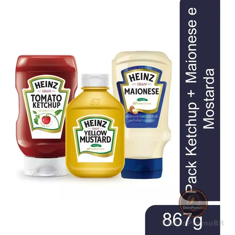 Kit Tradicional Ketchup 397g Maionese 215g E Mostarda 255g Heinz