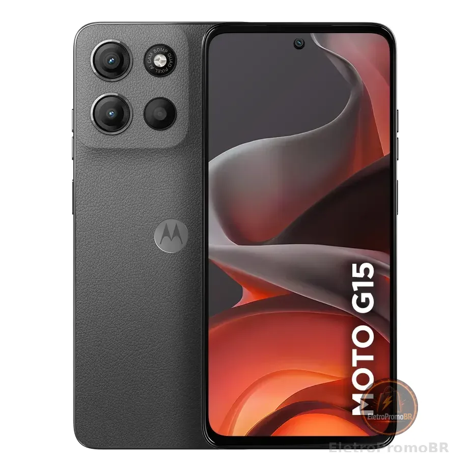 Smartphone Motorola Moto G15 - 256gb 12gb (4gb Ram+8gb Ram Boost) E Camera 50mp Com Ai E Night Vision Bateria De 5200 Mah Tela Fhd+ 6.7 Com Superbrilho Nfc - Grafite