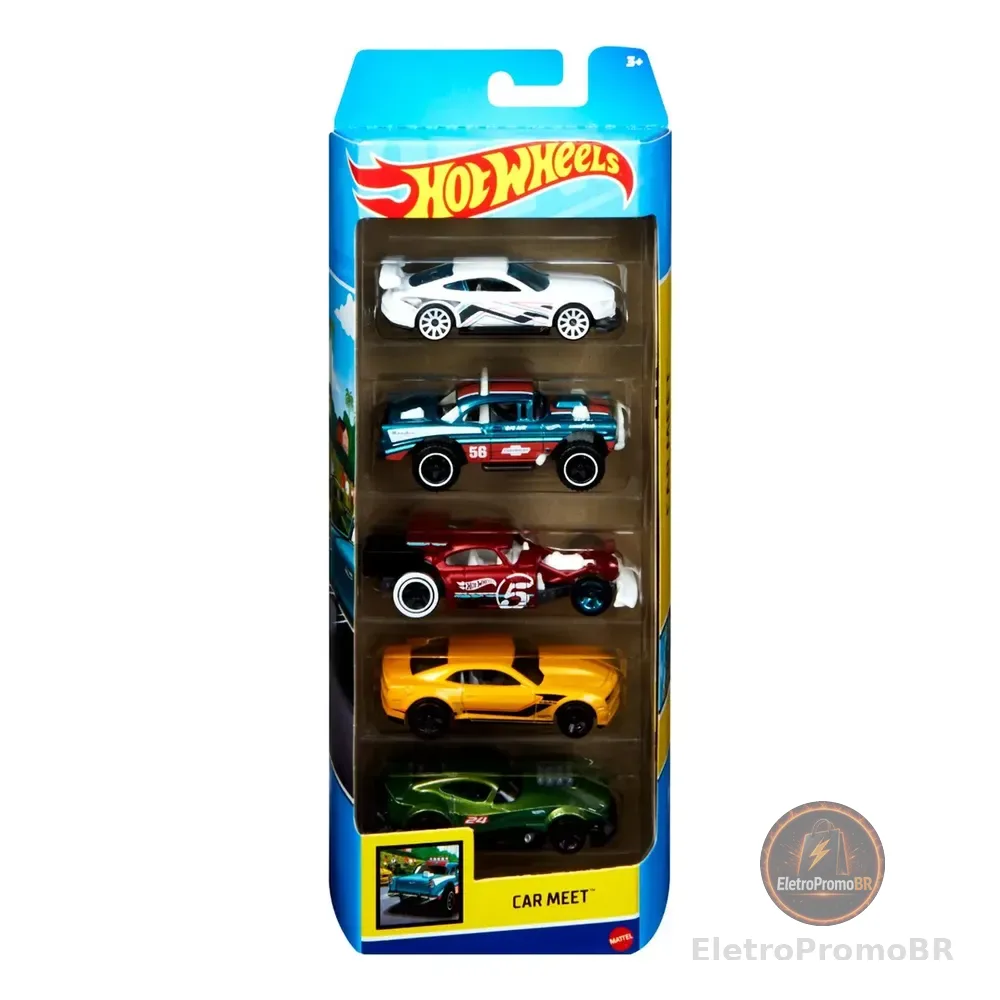 Hot Wheels Cartela De Carrinhos Com 5 Mattel - O Kit Cor Multicolor