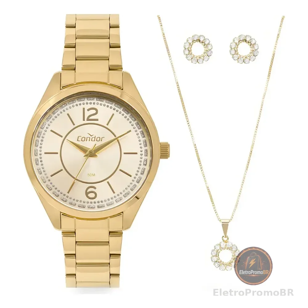 Relógio Condor Feminino Elegante Dourado Dourado